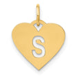 14k Yellow Gold Heart Shaped Pendant with Cutout S Initial, Letter Charm for Women