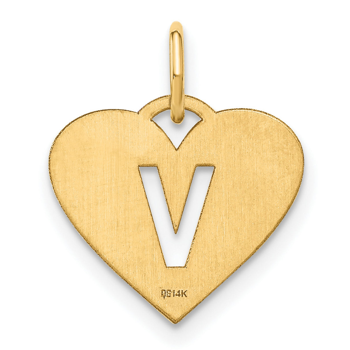 Initial Letter V Initial Charm Pendant in Real 14k Yellow Gold