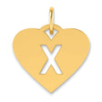Initial Letter X Initial Charm Pendant in Real 14k Yellow Gold