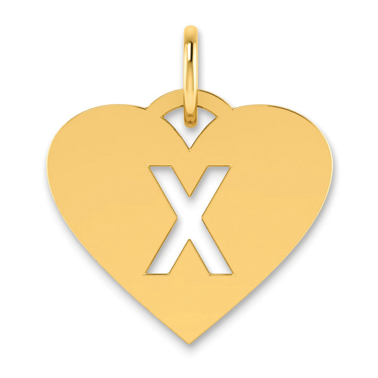 Initial Letter X Initial Charm Pendant in Real 14k Yellow Gold