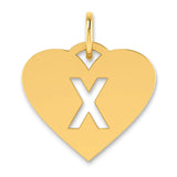 Initial Letter X Initial Charm Pendant in Real 14k Yellow Gold