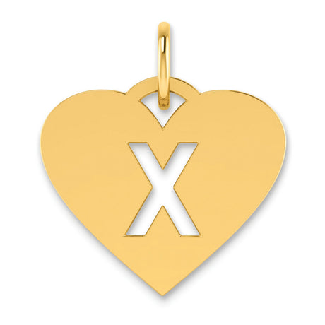 Initial Letter X Initial Charm Pendant in Real 14k Yellow Gold