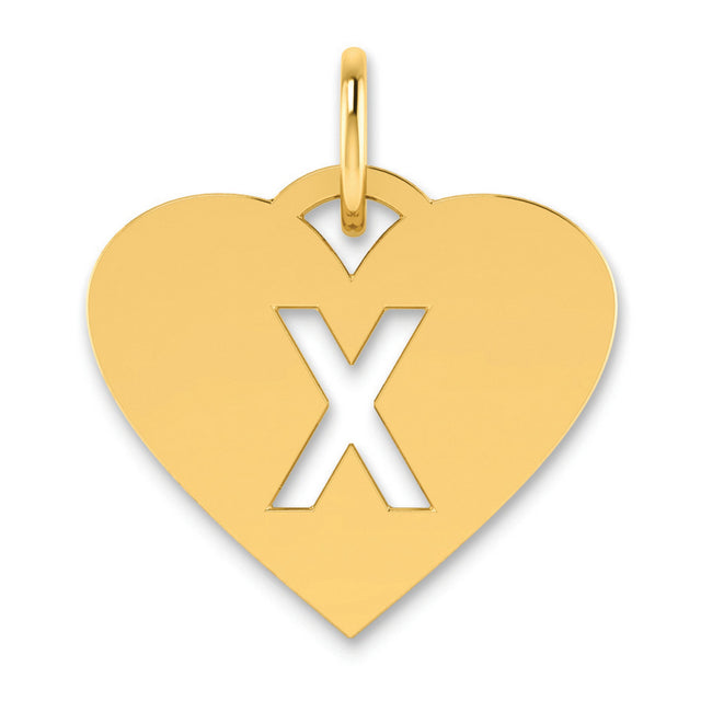 Initial Letter X Initial Charm Pendant in Real 14k Yellow Gold