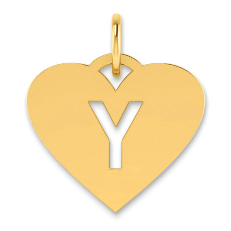 Initial Letter Y Initial Charm Pendant in Real 14k Yellow Gold