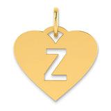 Initial Letter Z Initial Charm Pendant in Real 14k Yellow Gold