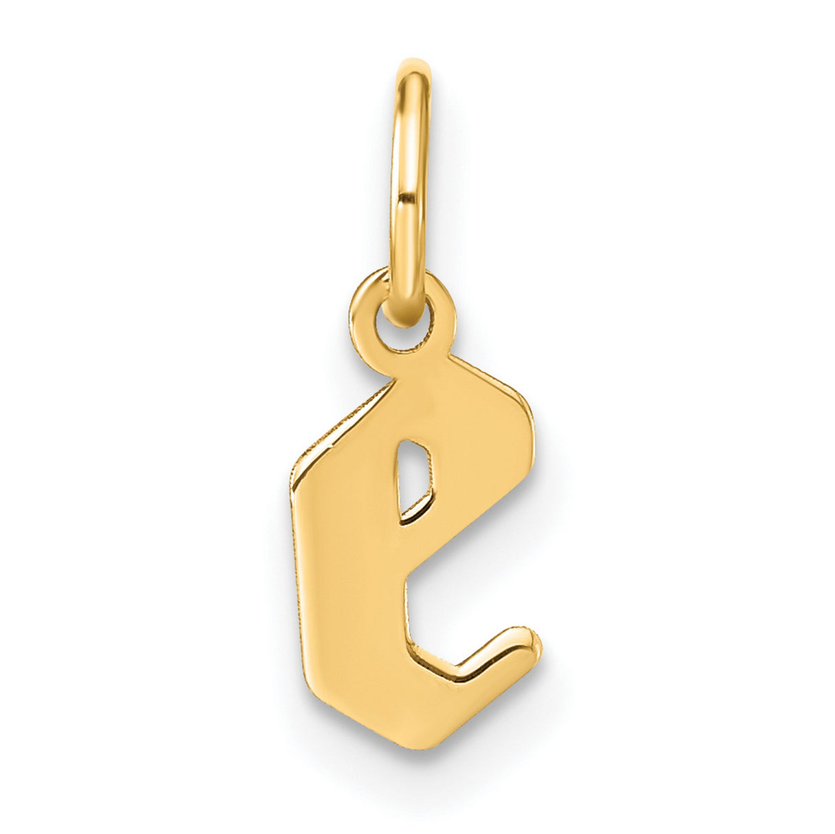 14k Yellow Gold Pendant, Gothic Style Lowercase Letter E Initial Charm, Vintage Monogram Design