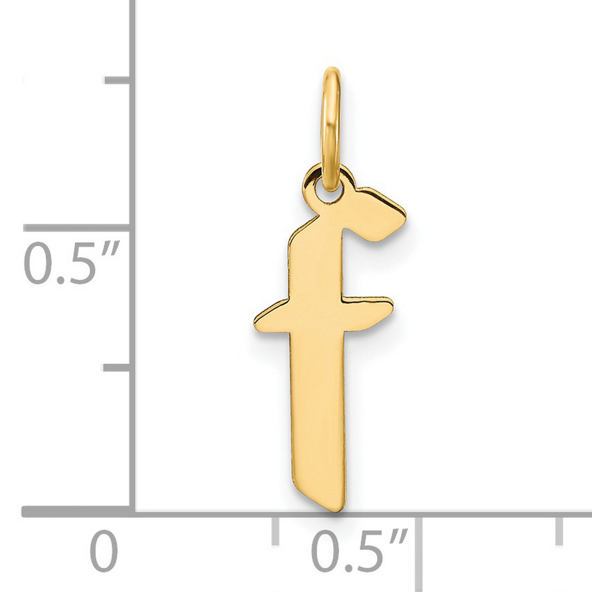 14k Yellow Gold Lowercase F Initial Pendant Charm, Polished Finish, Modern Letter Jewelry for Women