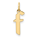 14k Yellow Gold Lowercase F Initial Pendant Charm, Polished Finish, Modern Letter Jewelry for Women