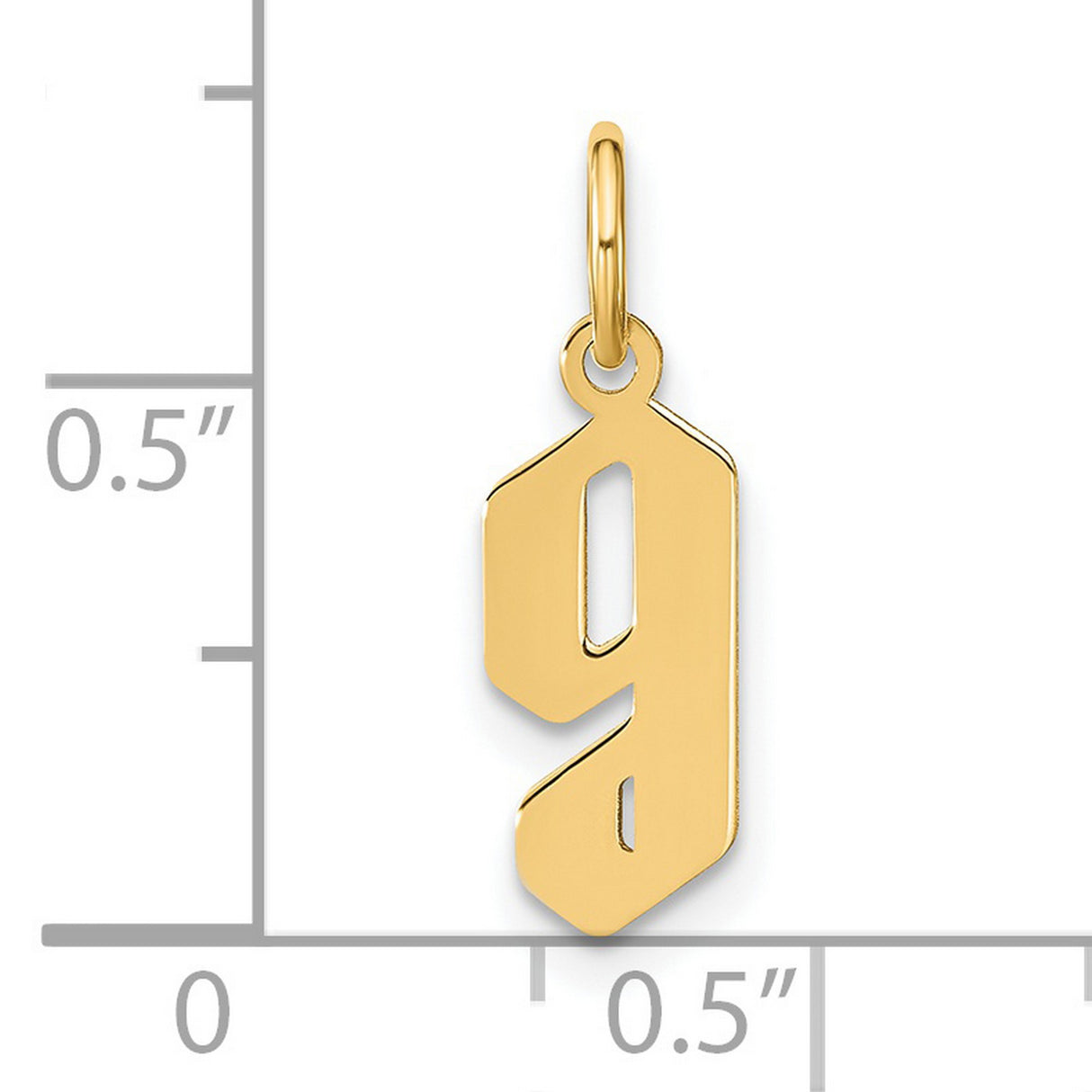 14k Yellow Gold Number 9 Pendant, Gothic Old English Style Charm for Men or Women