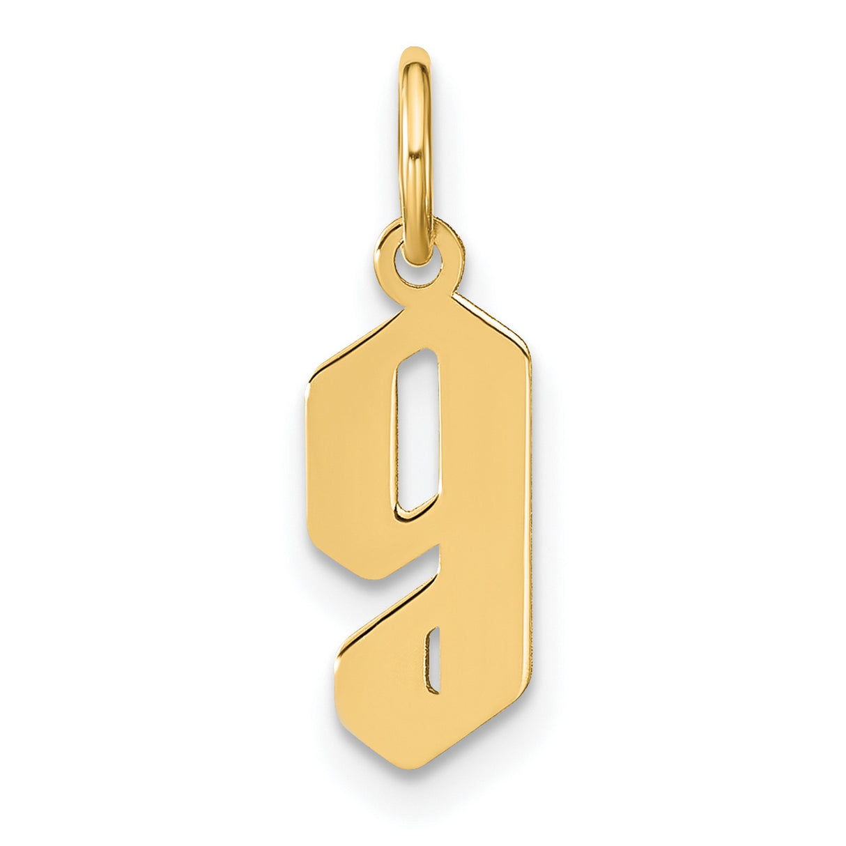 14k Yellow Gold Number 9 Pendant, Gothic Old English Style Charm for Men or Women