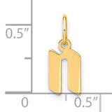 14k Yellow Gold Pendant, Hebrew Letter Nun Charm, Unisex Jewish Faith Jewelry