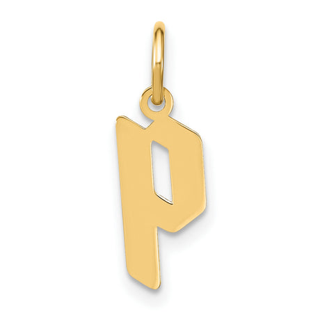 14k Yellow Gold Lowercase P Pendant, Modern Initial Charm, Minimalist Alphabet Jewelry
