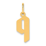 Lowercase Letter Q Initial Charm Pendant in Real 14k Yellow Gold