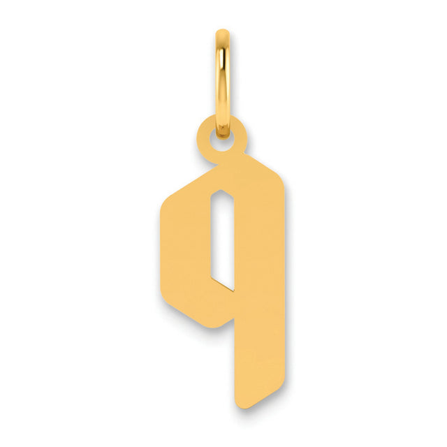 Lowercase Letter Q Initial Charm Pendant in Real 14k Yellow Gold