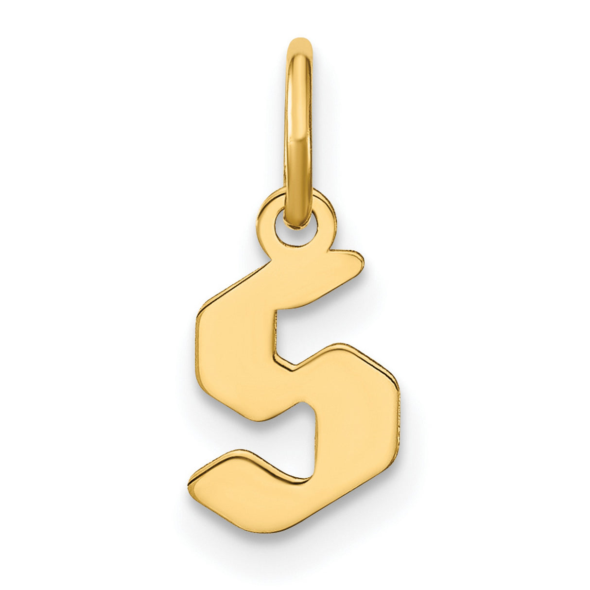 14k Yellow Gold Number 5 Pendant, Gothic Style Numeral Charm for Necklace or Bracelet