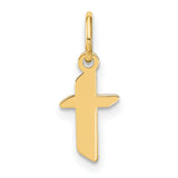14k Yellow Gold Cross Pendant, Minimalist Modern Religious Charm for Women or Unisex Wear