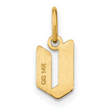 Lowercase Letter V Initial Charm Pendant in Real 14k Yellow Gold