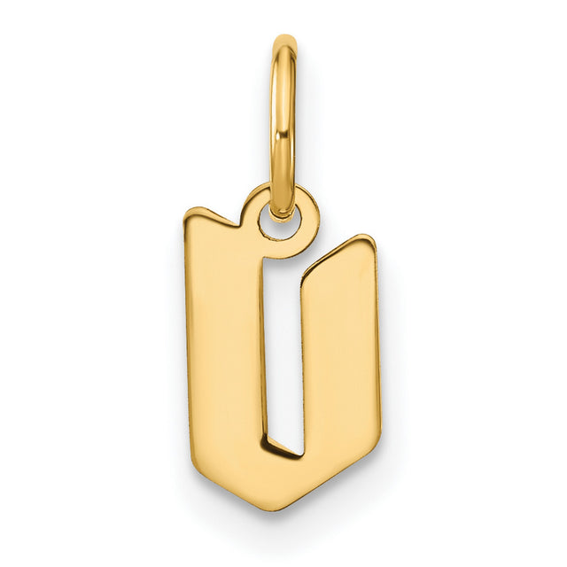 Lowercase Letter V Initial Charm Pendant in Real 14k Yellow Gold