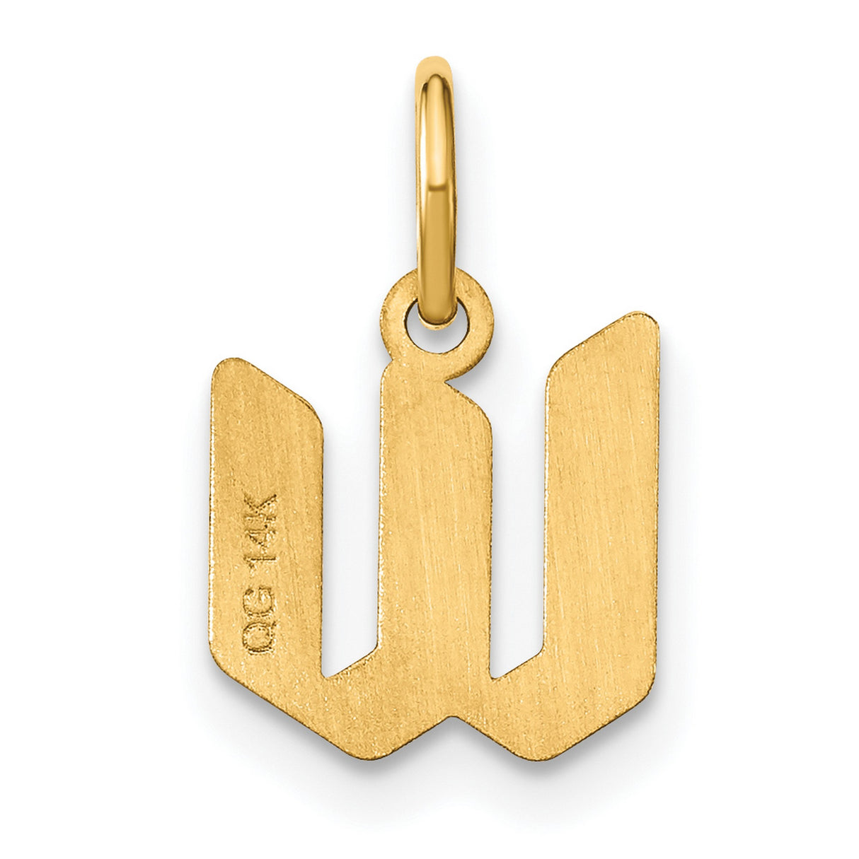 14k Yellow Gold Initial W Pendant Charm, Modern Block Letter Design for Women or Unisex