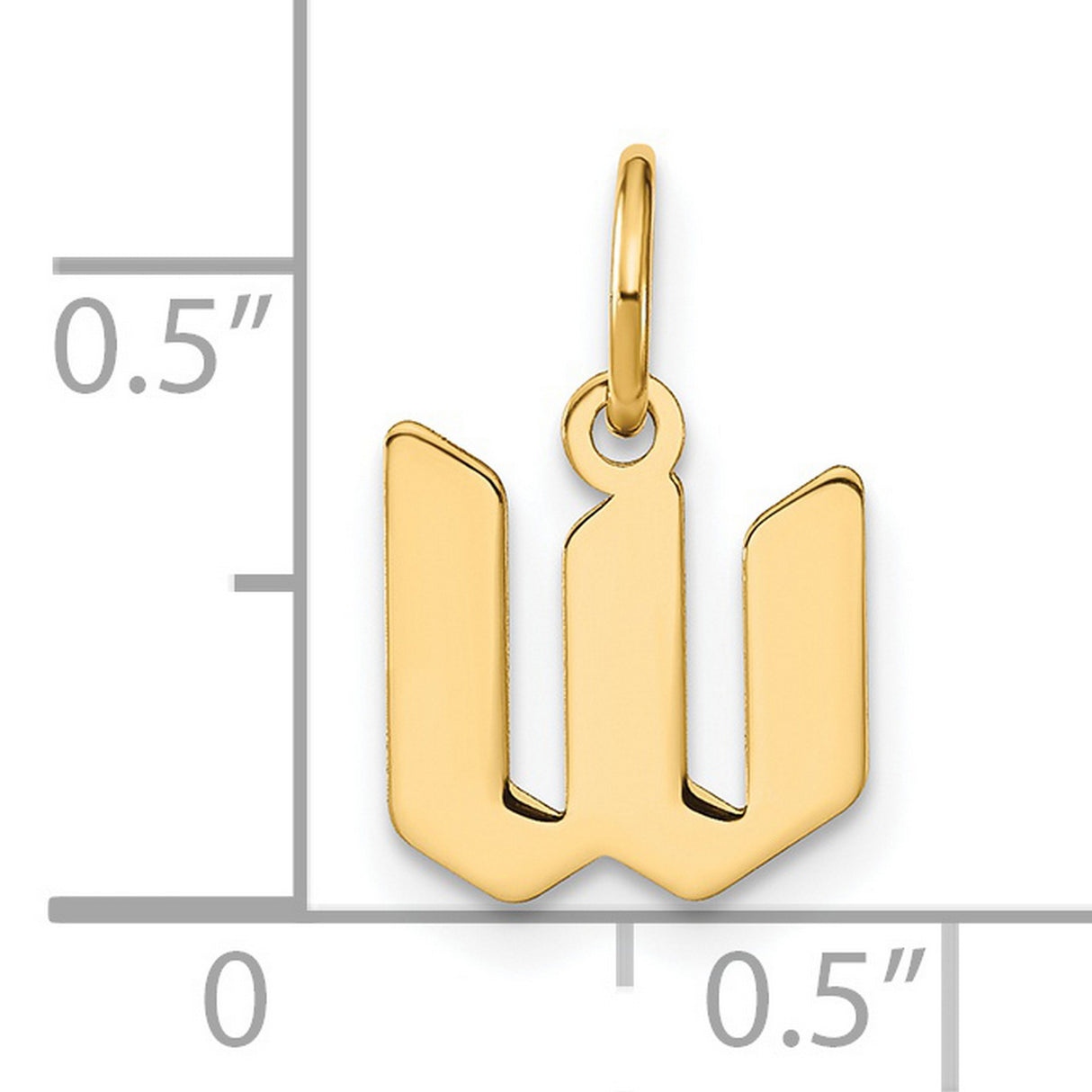 14k Yellow Gold Initial W Pendant Charm, Modern Block Letter Design for Women or Unisex