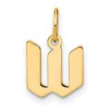 14k Yellow Gold Initial W Pendant Charm, Modern Block Letter Design for Women or Unisex