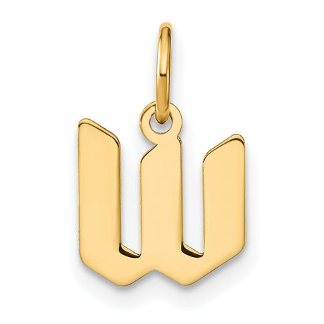 14k Yellow Gold Initial W Pendant Charm, Modern Block Letter Design for Women or Unisex