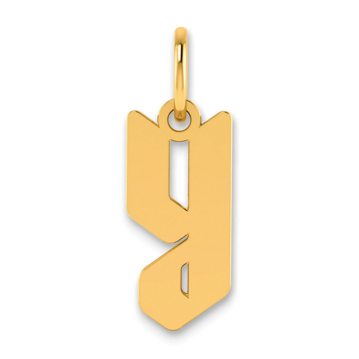Lowercase Letter Y Initial Charm Pendant in Real 14k Yellow Gold