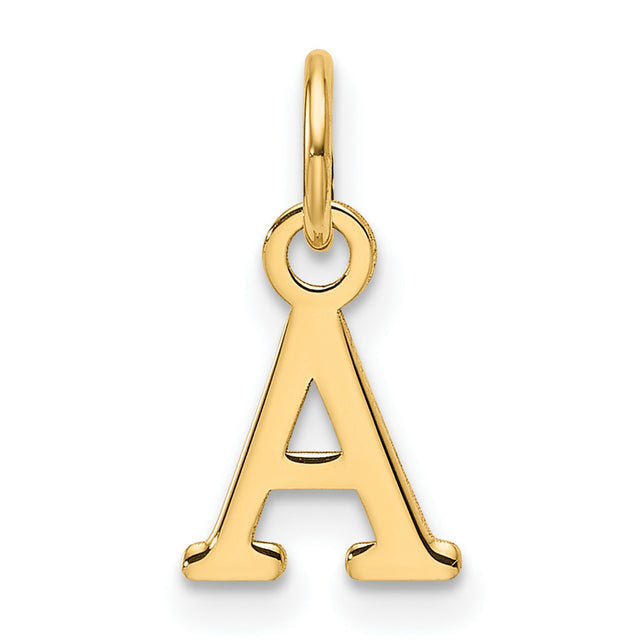 14k Yellow Gold Initial A Pendant, Classic Serif Letter Charm, Unisex Monogram Jewelry