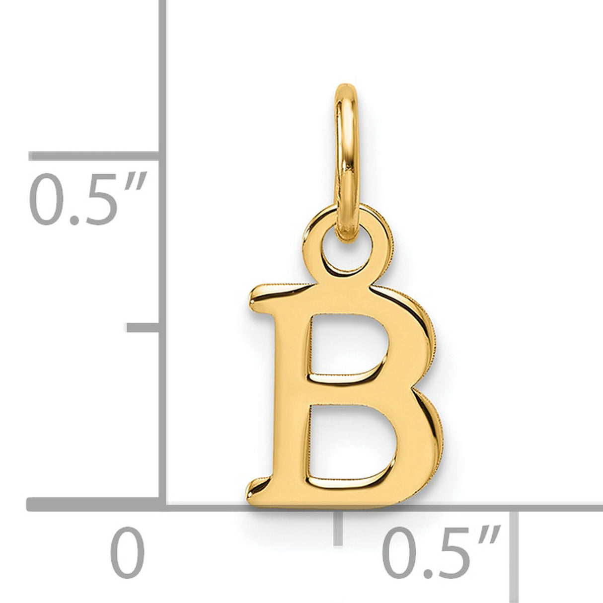 14k Yellow Gold Initial Pendant Charm, Block Letter B Monogram Design for Women