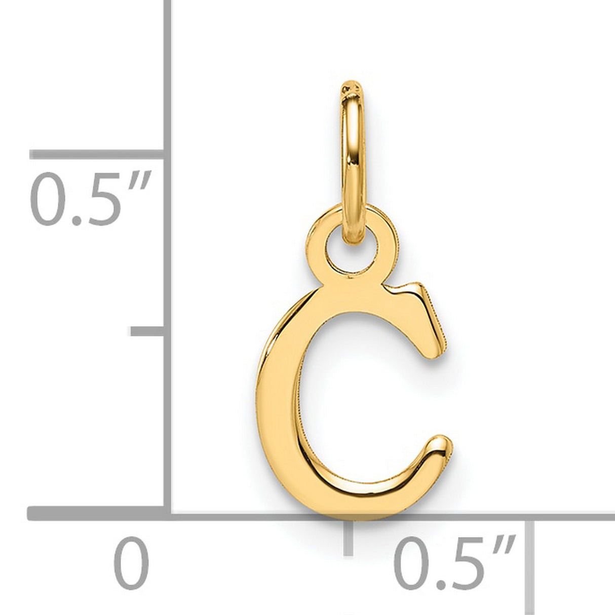 14k Yellow Gold Initial C Pendant, Script Letter Charm, Dainty Monogram Jewelry
