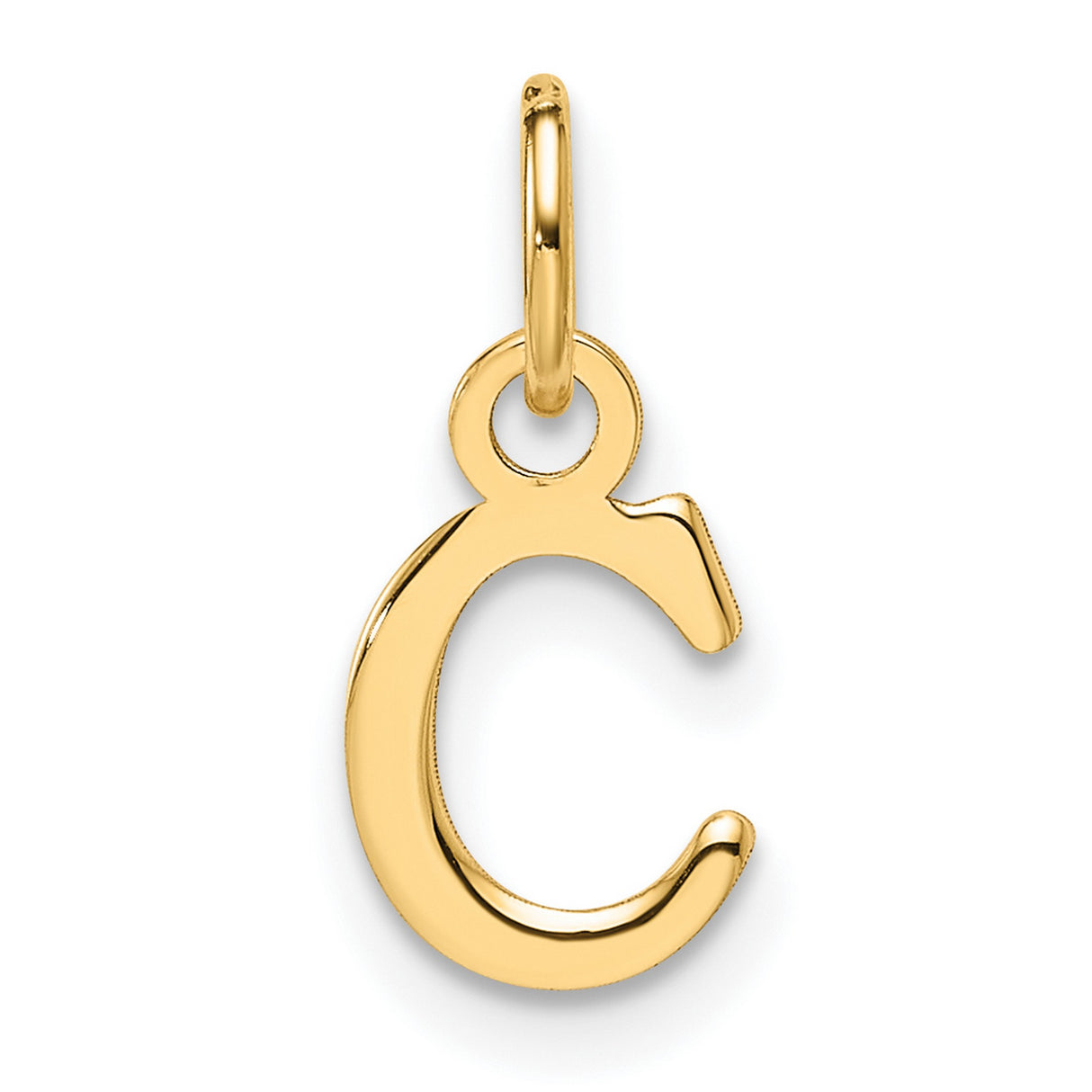 14k Yellow Gold Initial C Pendant, Script Letter Charm, Dainty Monogram Jewelry