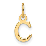 14k Yellow Gold Initial C Pendant, Script Letter Charm, Dainty Monogram Jewelry
