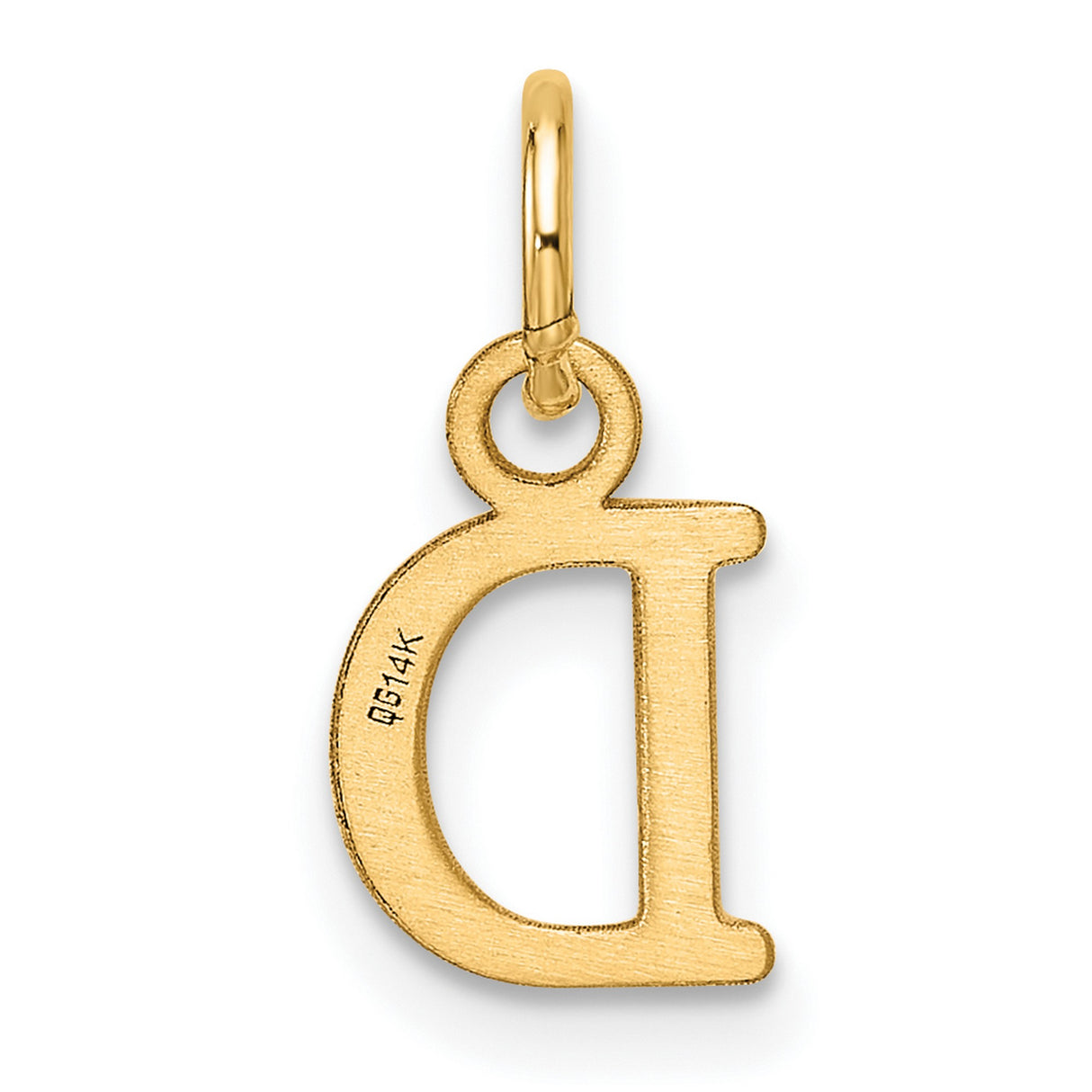 14k Yellow Gold Initial D Pendant Charm, Block Letter Monogram Design for Women or Unisex