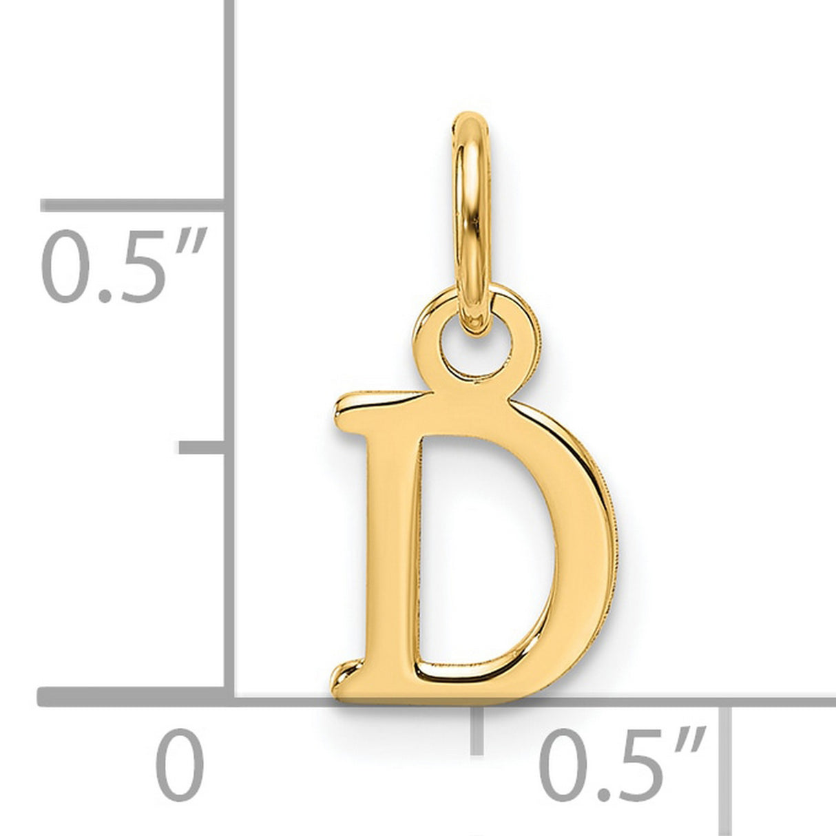 14k Yellow Gold Initial D Pendant Charm, Block Letter Monogram Design for Women or Unisex