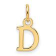 14k Yellow Gold Initial D Pendant Charm, Block Letter Monogram Design for Women or Unisex