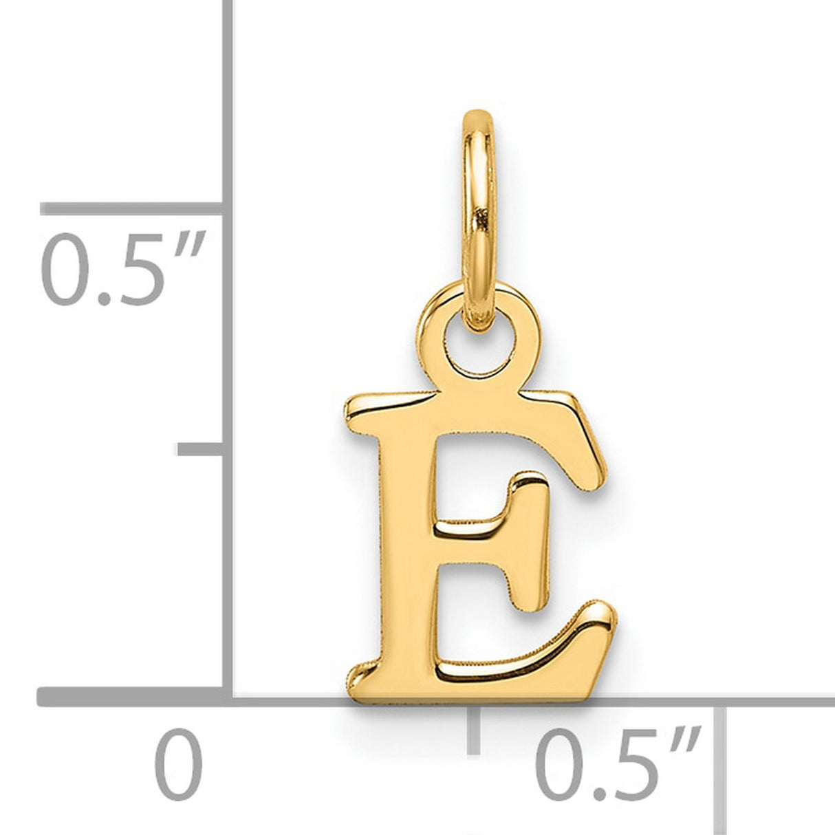 14k Yellow Gold Letter E Pendant Charm, Polished Block Initial Jewelry for Women or Unisex