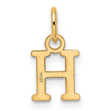 14k Yellow Gold Letter H Pendant, Polished Finish Serif Initial Charm, Unisex Monogram Jewelry