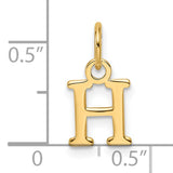 14k Yellow Gold Letter H Pendant, Polished Finish Serif Initial Charm, Unisex Monogram Jewelry