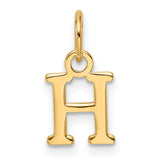 14k Yellow Gold Letter H Pendant, Polished Finish Serif Initial Charm, Unisex Monogram Jewelry