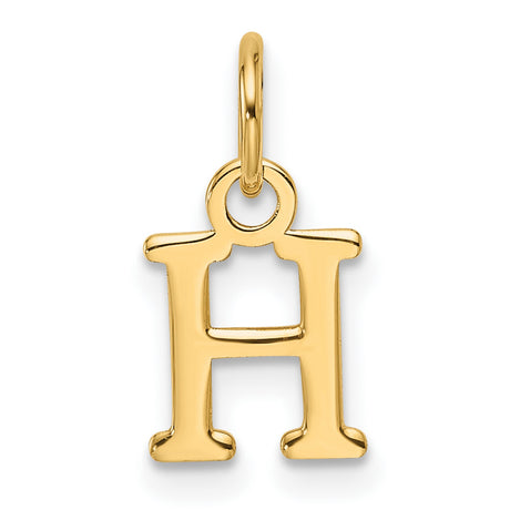 14k Yellow Gold Letter H Pendant, Polished Finish Serif Initial Charm, Unisex Monogram Jewelry