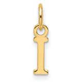 14k Yellow Gold Letter I Pendant Charm, Polished Block Initial for Women or Unisex Wear
