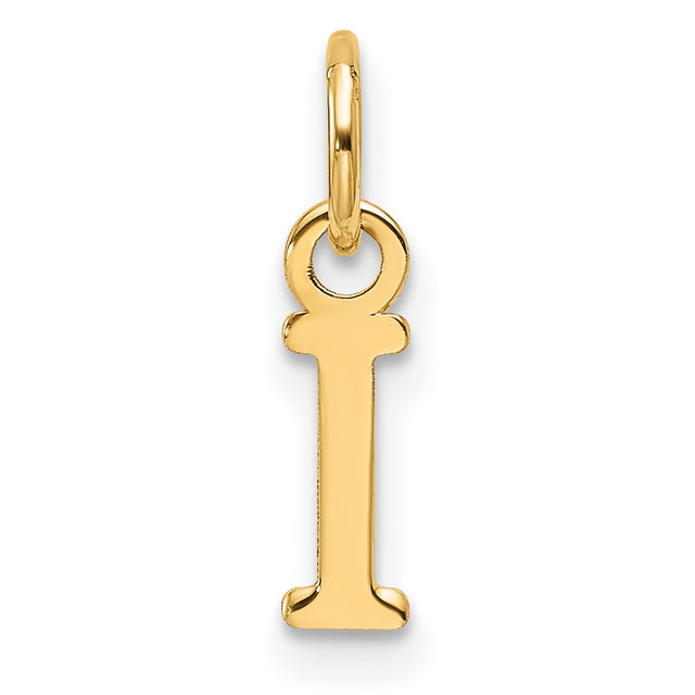 14k Yellow Gold Letter I Pendant Charm, Polished Block Initial for Women or Unisex Wear