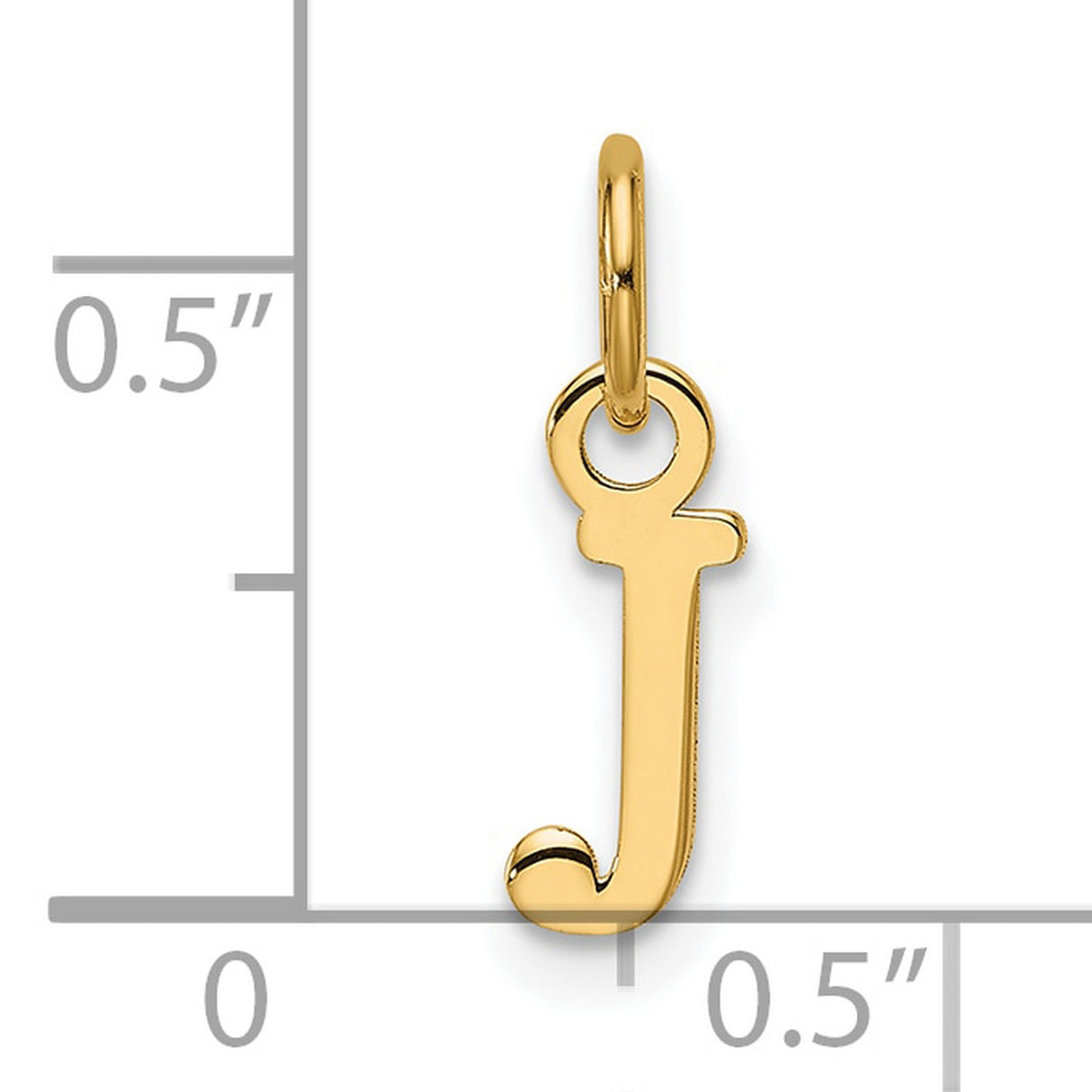 14k Yellow Gold Initial J Pendant Charm, Polished Serif Letter Design for Women or Unisex Use