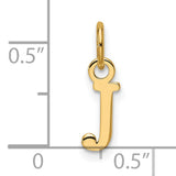 14k Yellow Gold Initial J Pendant Charm, Polished Serif Letter Design for Women or Unisex Use