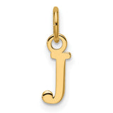 14k Yellow Gold Initial J Pendant Charm, Polished Serif Letter Design for Women or Unisex Use