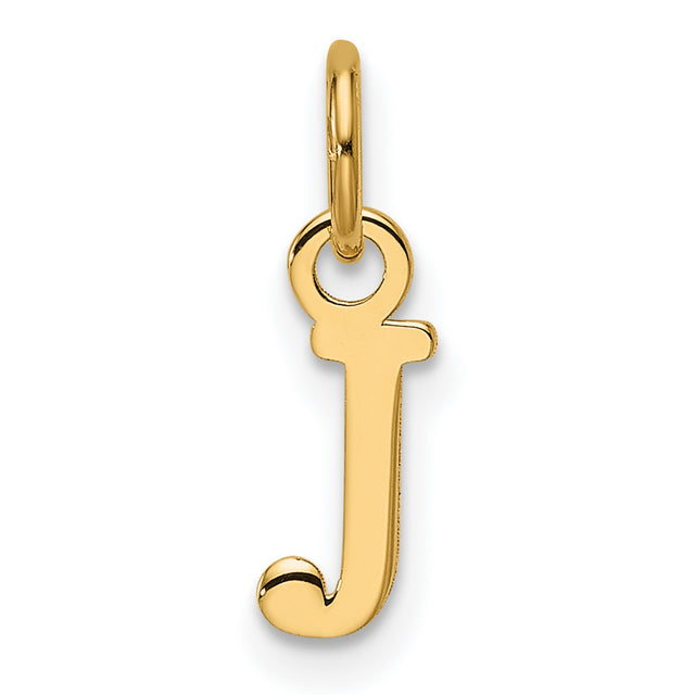 14k Yellow Gold Initial J Pendant Charm, Polished Serif Letter Design for Women or Unisex Use