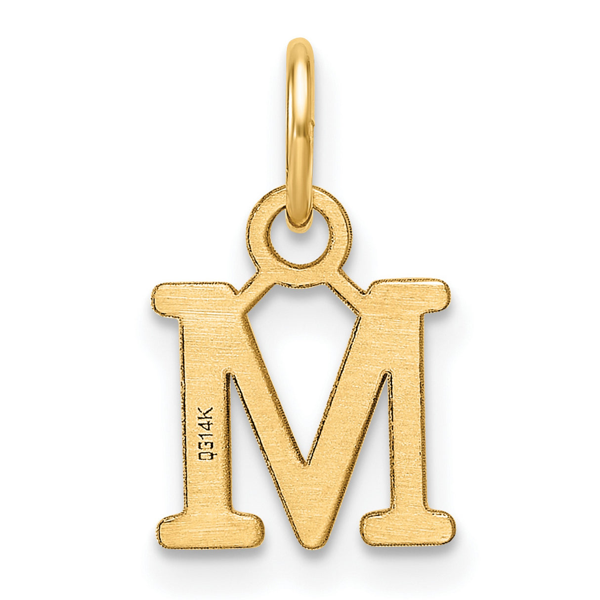 14k Yellow Gold Initial M Pendant Charm, Polished Block Letter Monogram for Women or Unisex