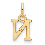 14k Yellow Gold Letter N Pendant Charm, Block Font Initial, Polished Monogram Jewelry for Women or Unisex