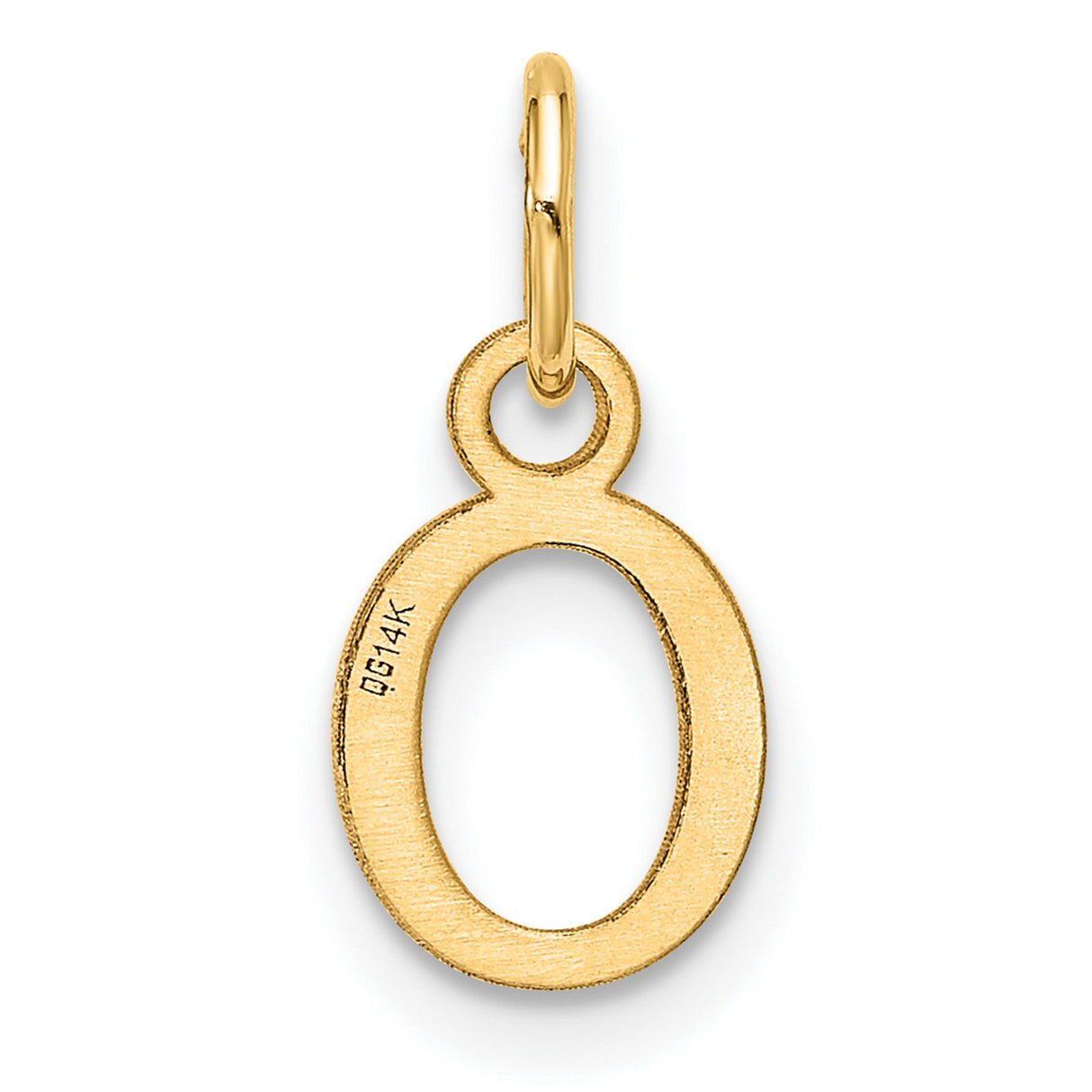 14k Yellow Gold Number Zero Pendant Charm, Polished Open Cut Design, Classic Style