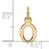 14k Yellow Gold Number Zero Pendant Charm, Polished Open Cut Design, Classic Style